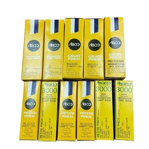 Vintage Abco/Angelo 25W grand pinch/petite pinch lightbulb bundle set of 10